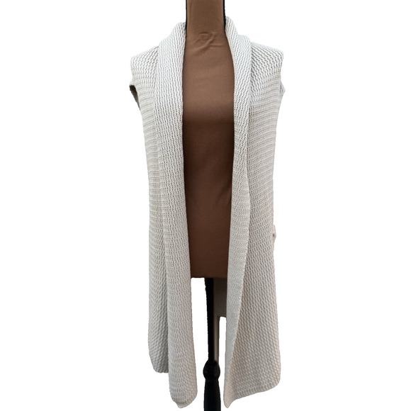 Coldwater Creek NWT Women's 3X Open-Front Sleeveless Cardigan Sweater Vest Beige - Picture 1 of 13